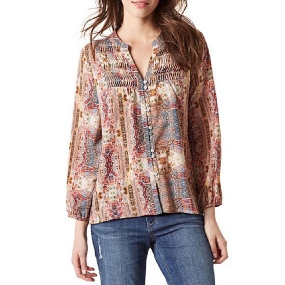 Vintage America Blues Women's Boho Long Sleeve Pullover Peasant Blouse